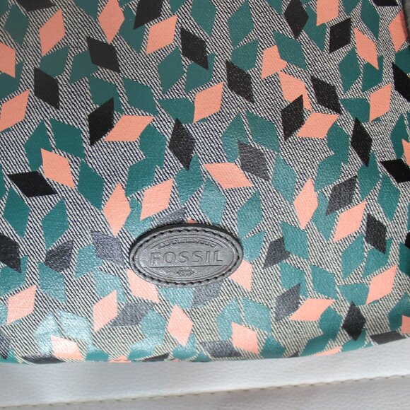 Fossil Morgan North South Leather Geometric Large Travel Messenger shoulder Bag - Picture 6 of 7